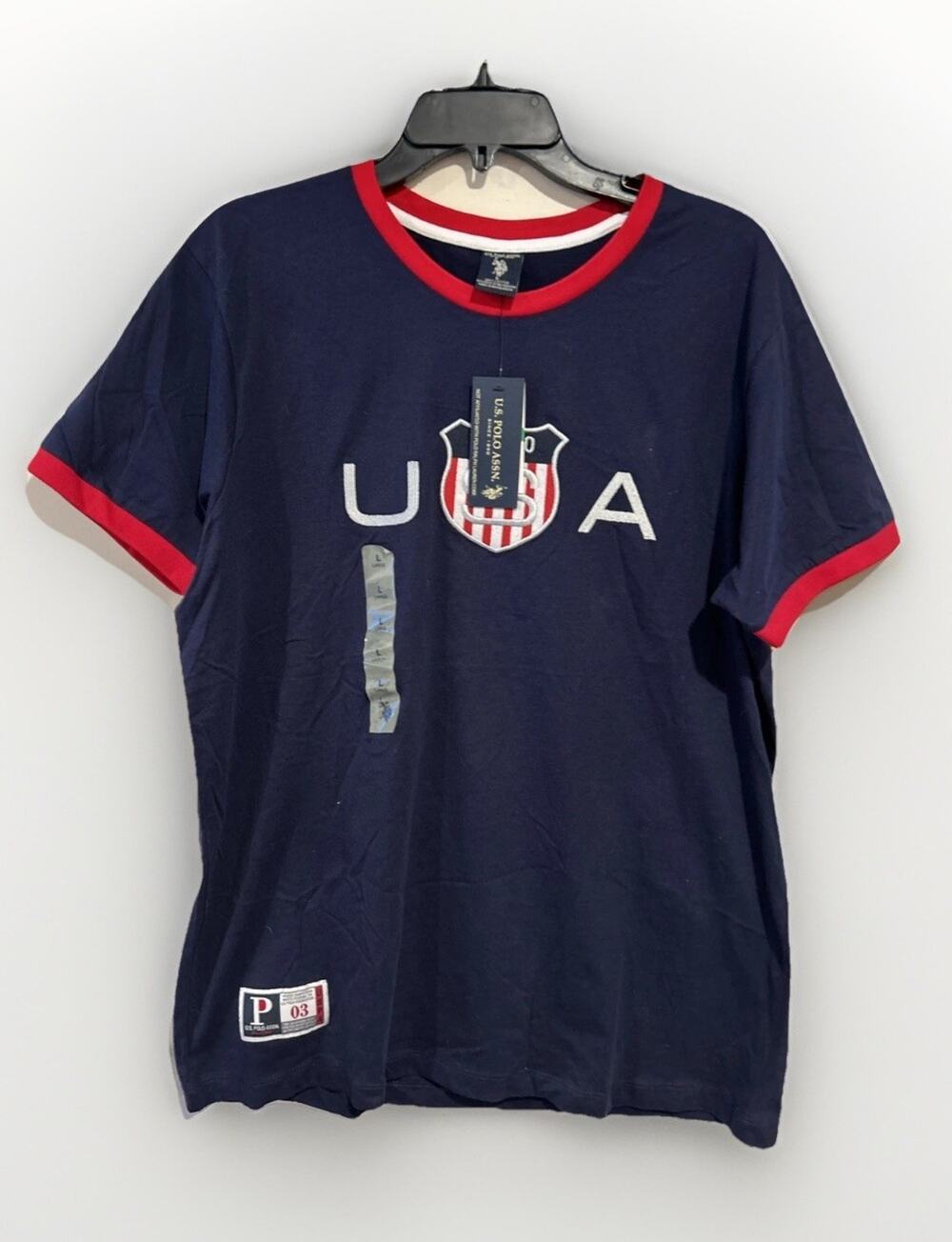 U.S.A. Polo Assn. Ralph Lauren T-Shirt Large Red Short Sleeve-NICE